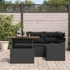 vidaXL Ensemble de canapé de jardin avec coussin 5 pcs Noir polyrotin