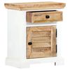 vidaXL Table de chevet Blanc et marron 40x30x50cm Manguier solide brut