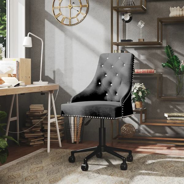 vidaXL Chaise pivotante de bureau Gris fonc&eacute; Velours