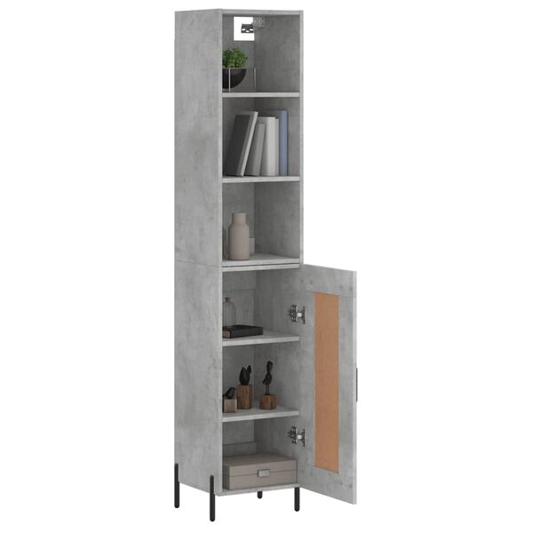 vidaXL Buffet haut Gris b&eacute;ton 34,5x34x180 cm Bois d'ing&eacute;nierie