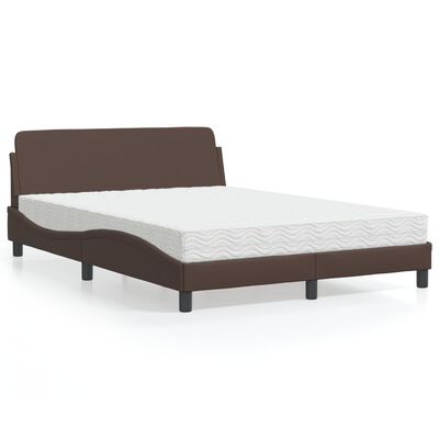 vidaXL Lit avec matelas marron 140x200 cm similicuir