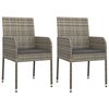 vidaXL Chaises de jardin avec coussins lot de 2 R&eacute;sine tress&eacute;e Gris