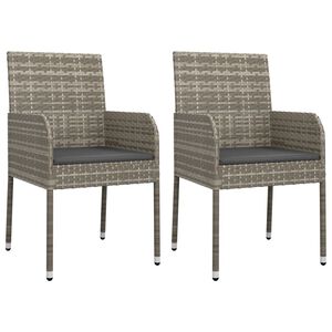 vidaXL Chaises de jardin avec coussins lot de 2 R&eacute;sine tress&eacute;e Gris