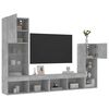 vidaXL Unit&eacute;s murales TV avec LED 4 pcs gris b&eacute;ton bois d'ing&eacute;nierie