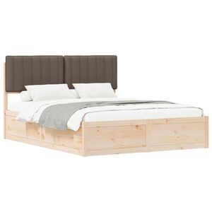vidaXL Cadre de lit avec t&ecirc;te de lit rembourr&eacute;e Taupe 150 x 200 cm