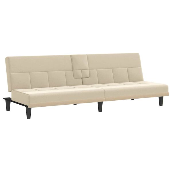 vidaXL Canap&eacute;-lit avec porte-gobelets cr&egrave;me tissu