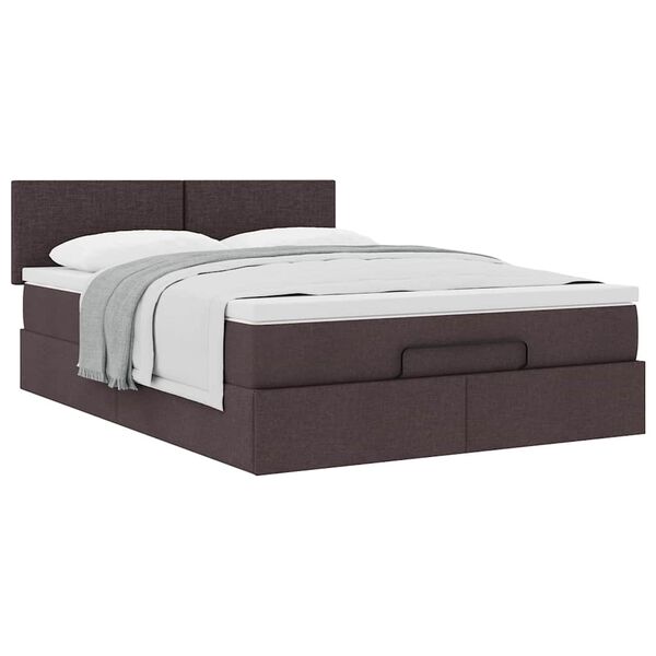 vidaXL Lit ottoman avec matelas marron fonc&eacute; 140x190 cm tissu