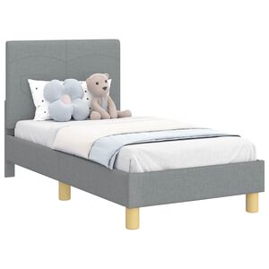 vidaXL Cadre de lit pour tout-petit avec t&ecirc;te de lit Gris clair tissu