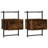 vidaXL Table de chevet murale 2 pcs ch&ecirc;ne fum&eacute; 35x30x51 cm