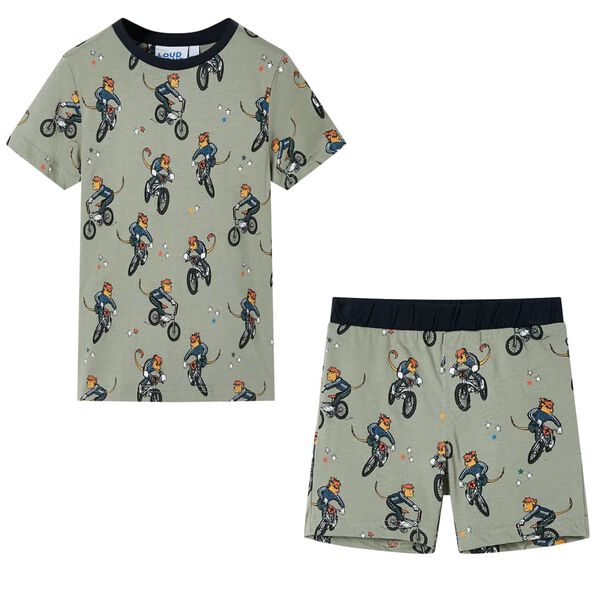 Pyjamas &agrave; manches courtes pour enfants kaki clair 128