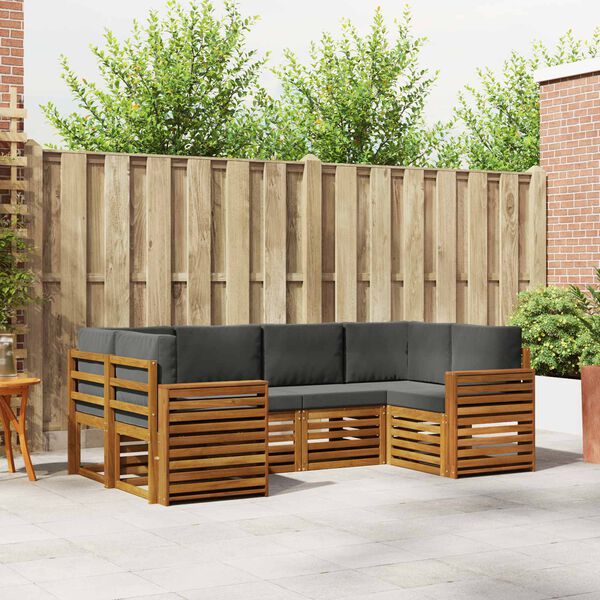 vidaXL Ensemble de canap&eacute; d'angle 6 pcs Naturel et Anthracite