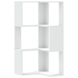 vidaXL Biblioth&egrave;que d'angle &agrave; 3 niveaux blanc bois d'ing&eacute;nierie