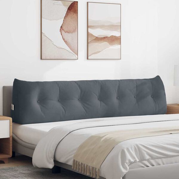 vidaXL Coussin de Dos Gris fonc&eacute; 200 x 24 x 50 cm Velours