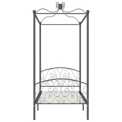 vidaXL Cadre de lit à baldaquin sans matelas gris métal 90x200 cm