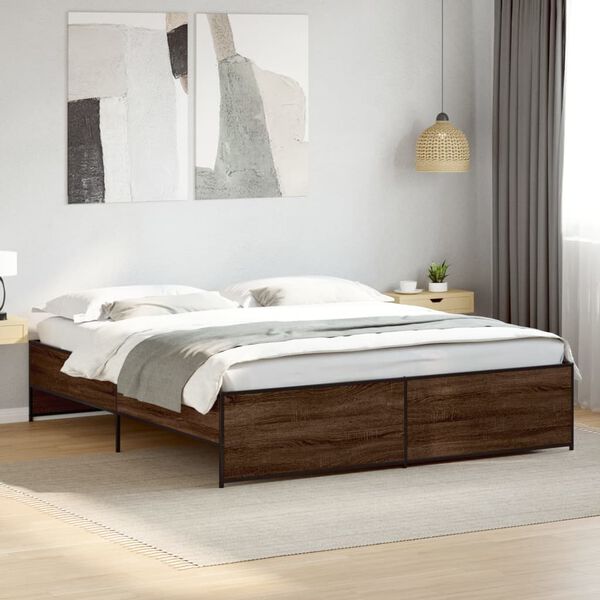 vidaXL Cadre de lit sans matelas ch&ecirc;ne marron 200x200 cm