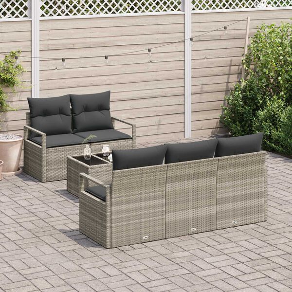 vidaXL Ensemble de Canap&eacute;s 6 pcs Gris clair polyrotin