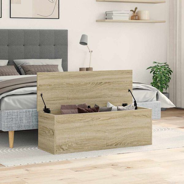 vidaXL Bo&icirc;te de rangement ch&ecirc;ne sonoma 102x35x35 cm bois d'ing&eacute;nierie