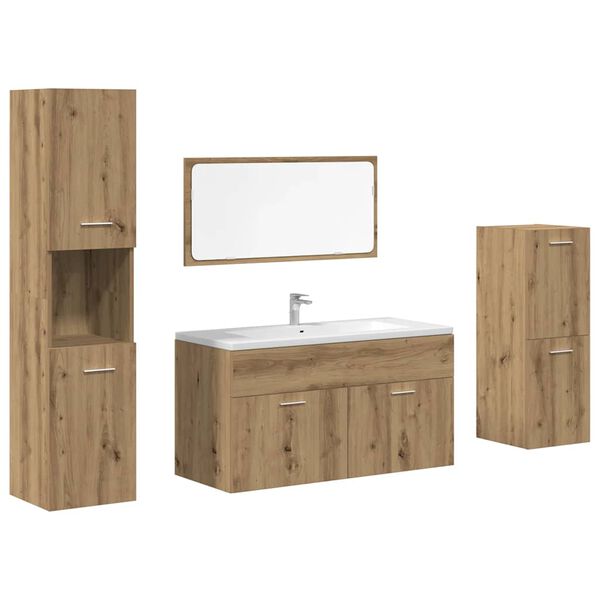 vidaXL Ensemble de meubles salle de bain 4 pcs bois d'ing&eacute;nierie