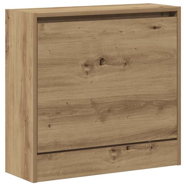 vidaXL Cabinet &agrave; chaussures avec porte Ch&ecirc;ne artisanal 60 x 21 x 57 cm
