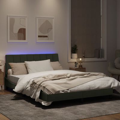 vidaXL Cadre de lit avec lumières LED gris clair 140x190 cm velours