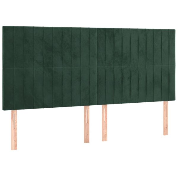 vidaXL T&ecirc;te de lit &agrave; LED Vert fonc&eacute; 180x5x118/128 cm Velours