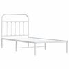 vidaXL Cadre de lit m&eacute;tal sans matelas avec t&ecirc;te de lit blanc 90x190cm