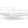 vidaXL Cadre de lit m&eacute;tal sans matelas et pied de lit blanc 160x200 cm