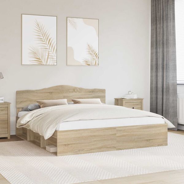vidaXL Cadre de lit Sonoma 200 x 200 cm Bois de pin massif