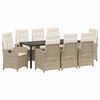 vidaXL Ensemble de salle &agrave; manger pour jardin 9 pc Beige polyrotin