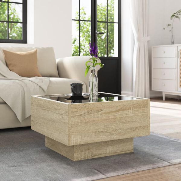 vidaXL Table basse avec LED chêne sonoma 50x50x30 cm bois d'ingénierie