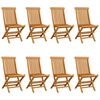vidaXL Chaises de jardin et coussins taupe lot de 8 Bois teck massif