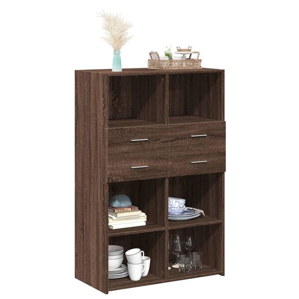 vidaXL Buffet haut ch&ecirc;ne marron 80x42,5x124 cm bois d'ing&eacute;nierie