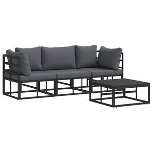 vidaXL Ensemble de canap&eacute; de jardin 4 pc Noir M&eacute;tal