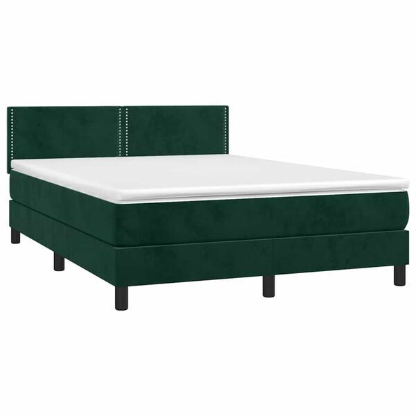 vidaXL Sommier &agrave; lattes de lit avec matelas LED Vert fonc&eacute; 140x200 cm