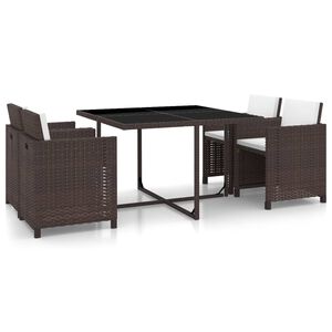 vidaXL Ensemble &agrave; manger d'ext&eacute;rieur 5pcs avec coussins R&eacute;sine tress&eacute;e