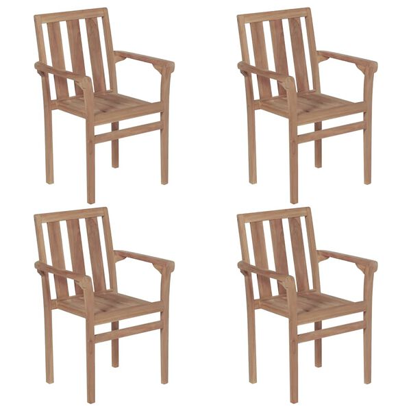 vidaXL Chaises de jardin empilables avec coussins lot de 4 Teck solide