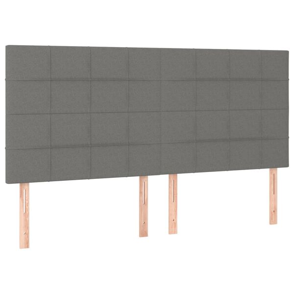 vidaXL T&ecirc;te de lit &agrave; LED Gris fonc&eacute; 200x5x118/128 cm Tissu