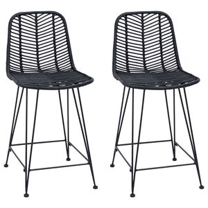 vidaXL Chaise de bar 2 pcs Noir 44,5 x 54,5 x 97,5 cm Rotin et m&eacute;tal