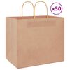 vidaXL Sacs en papier 50 pcs avec poign&eacute;es marron 32x22x28 cm