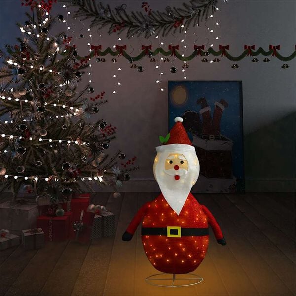 vidaXL Décoration de Noël Figurine Père Noël LED Tissu de luxe 90 cm