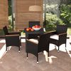 vidaXL Ensemble &agrave; d&icirc;ner de jardin avec coussins 5 pcs poly rotin noir