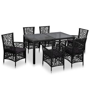 vidaXL Ensemble &agrave; manger d'ext&eacute;rieur 7 pcs R&eacute;sine tress&eacute;e Noir