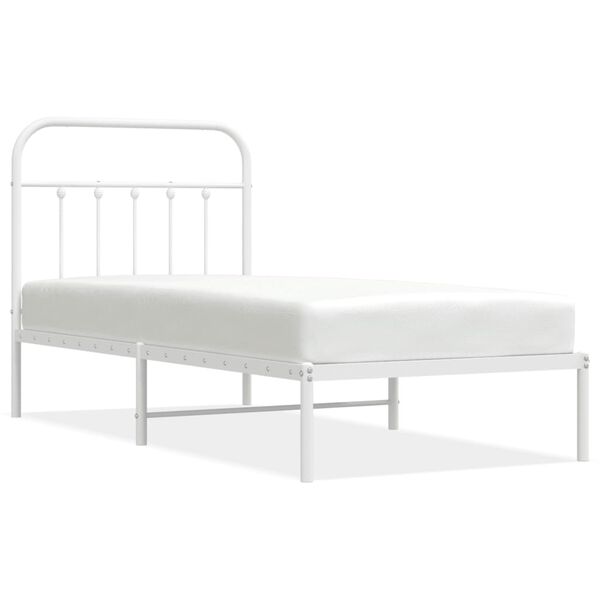vidaXL Cadre de lit m&eacute;tal sans matelas avec t&ecirc;te de lit blanc 90x190cm