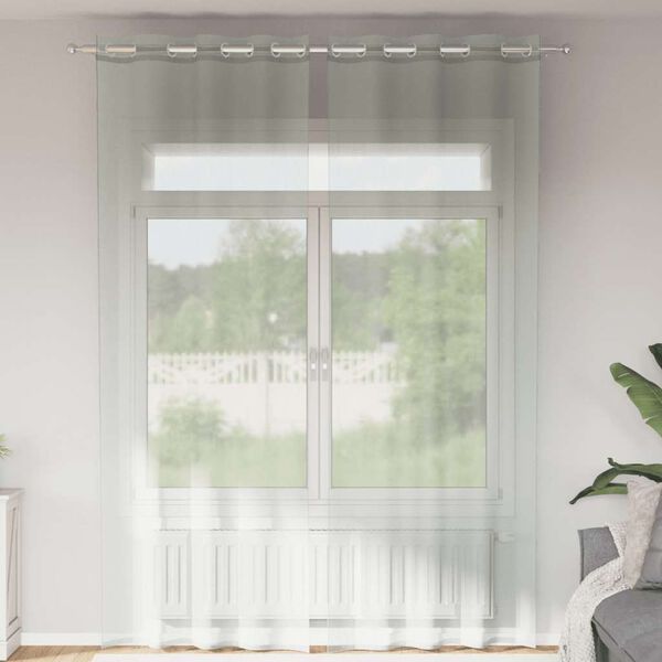 vidaXL Rideaux en voile avec &oelig;illets 2 pcs gris clair 140x300 cm