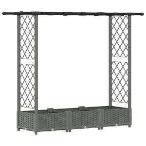 vidaXL Lit &Eacute;lev&eacute; avec Treillis et Toit Gris clair 164 x 40 x 121 cm PP