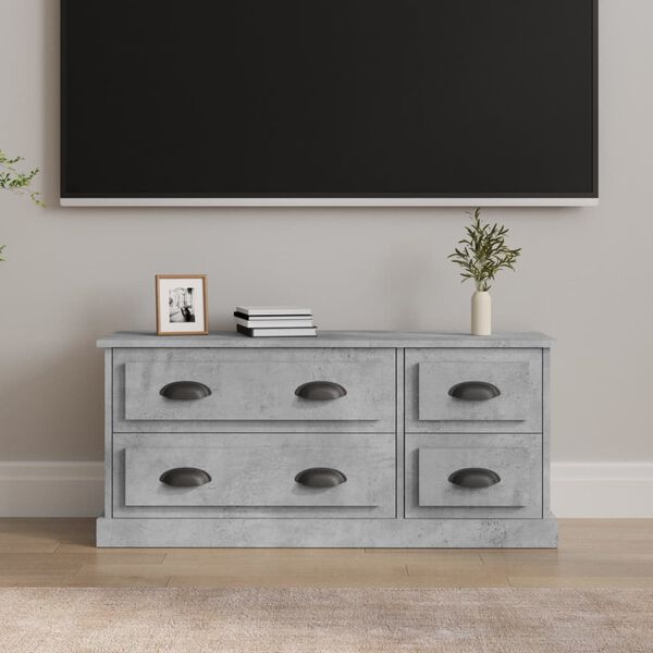 vidaXL Meuble TV gris b&eacute;ton 100x35,5x45 cm bois d'ing&eacute;nierie