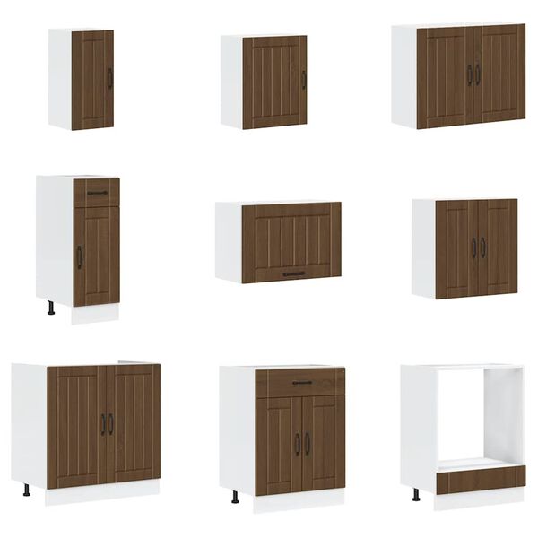 vidaXL Ensemble d'armoires de cuisine 14 pcs Lucca bois d'ing&eacute;nierie