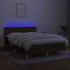 vidaXL Sommier &agrave; lattes de lit matelas et LED Marron fonc&eacute; 140x190 cm