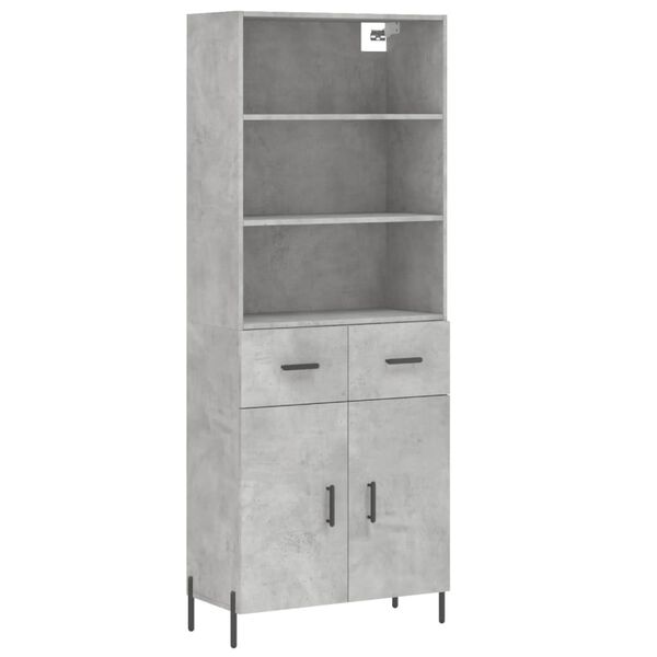 vidaXL Buffet haut Gris b&eacute;ton 69,5x34x180 cm Bois d'ing&eacute;nierie
