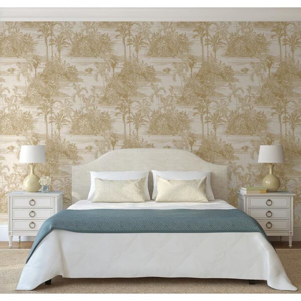 DUTCH WALLCOVERINGS Papier peint Tropical Beige et dor&eacute;